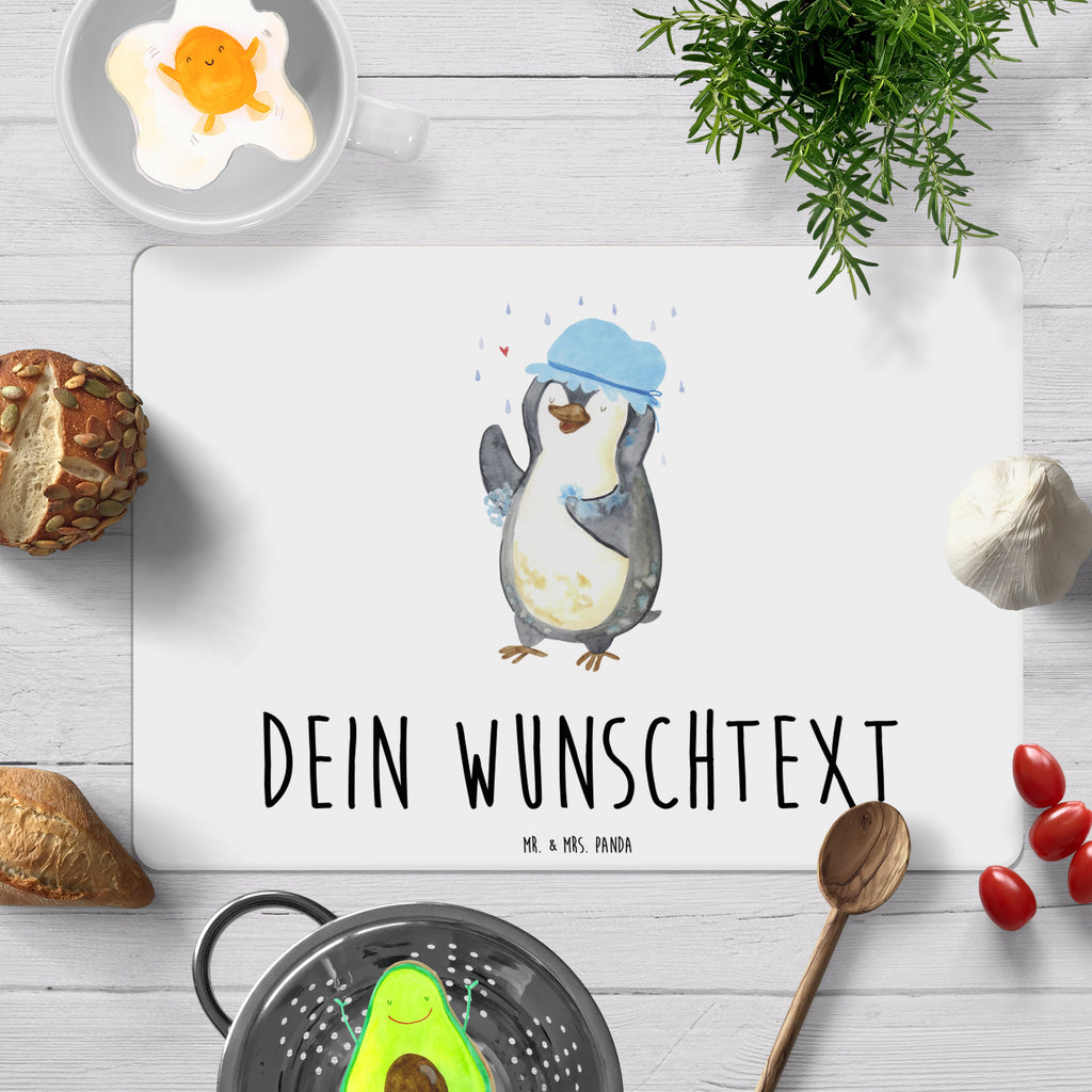 Personalisiertes Tischset Pinguin duscht Personalisiertes Tischet, Personalisierter Tischuntersetzer, Personalisiertes Platzset, Pinguin, Pinguine, Dusche, duschen, Lebensmotto, Motivation, Neustart, Neuanfang, glücklich sein