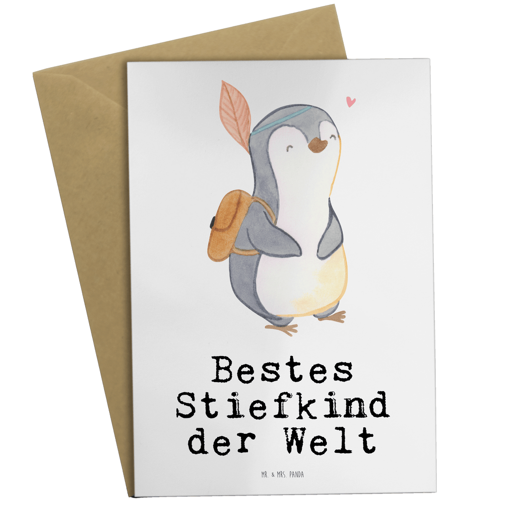 Grußkarte Pinguin Bestes Stiefkind der Welt Grußkarte, Klappkarte, Einladungskarte, Glückwunschkarte, Hochzeitskarte, Geburtstagskarte, Karte, Ansichtskarten, für, Dankeschön, Geschenk, Schenken, Geburtstag, Geburtstagsgeschenk, Geschenkidee, Danke, Bedanken, Mitbringsel, Freude machen, Geschenktipp, Stiefkind, angeheiratet, Kinder, Kind, Kid, Kids, Kiddy, Bestes, Tochter, Sohn, Nachwuchs, Geburt, Liebling, Taufe