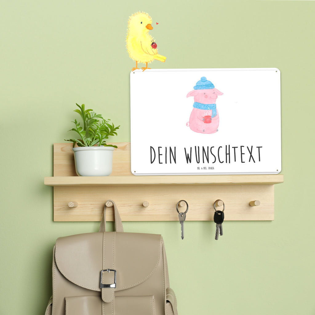 Personalisiertes Blechschild Schweinchen Glühwein Blechschild, Metallschild, Geschenk Schild, Schild, Magnet-Metall-Schild, Deko Schild, Wandschild, Wand-Dekoration, Türschild, Winter, Weihnachten, Weihnachtsdeko, Nikolaus, Advent, Heiligabend, Wintermotiv, Glühwein, Betrunken, Weihnachtsmarkt, Spruch