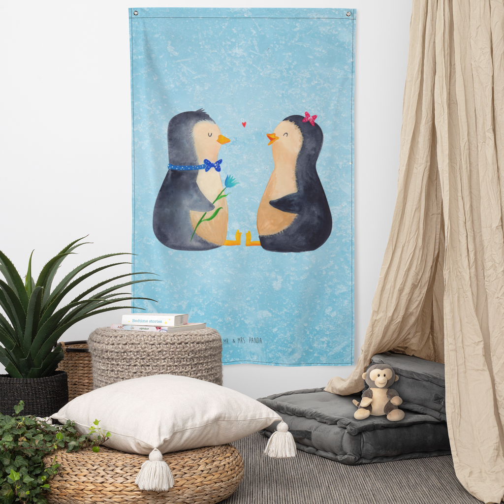 Wandteppich Pinguin Pärchen Wandbehang, Dekoration, Boho, Wandteppich, Wandtuch, Wanddeko, Tapisserie, Tapestry, Wandbild, Textil-Kunst, Schmuck-Wandbehang, Wand Deko, Kinderzimmer, Kinderzimmer Wand, Kinderzimmer Deko, Kinderzimmer Wanddeko, Pinguin, Pinguine, Liebe, Liebespaar, Liebesbeweis, Liebesgeschenk, Verlobung, Jahrestag, Hochzeitstag, Hochzeit, Hochzeitsgeschenk, große Liebe, Traumpaar