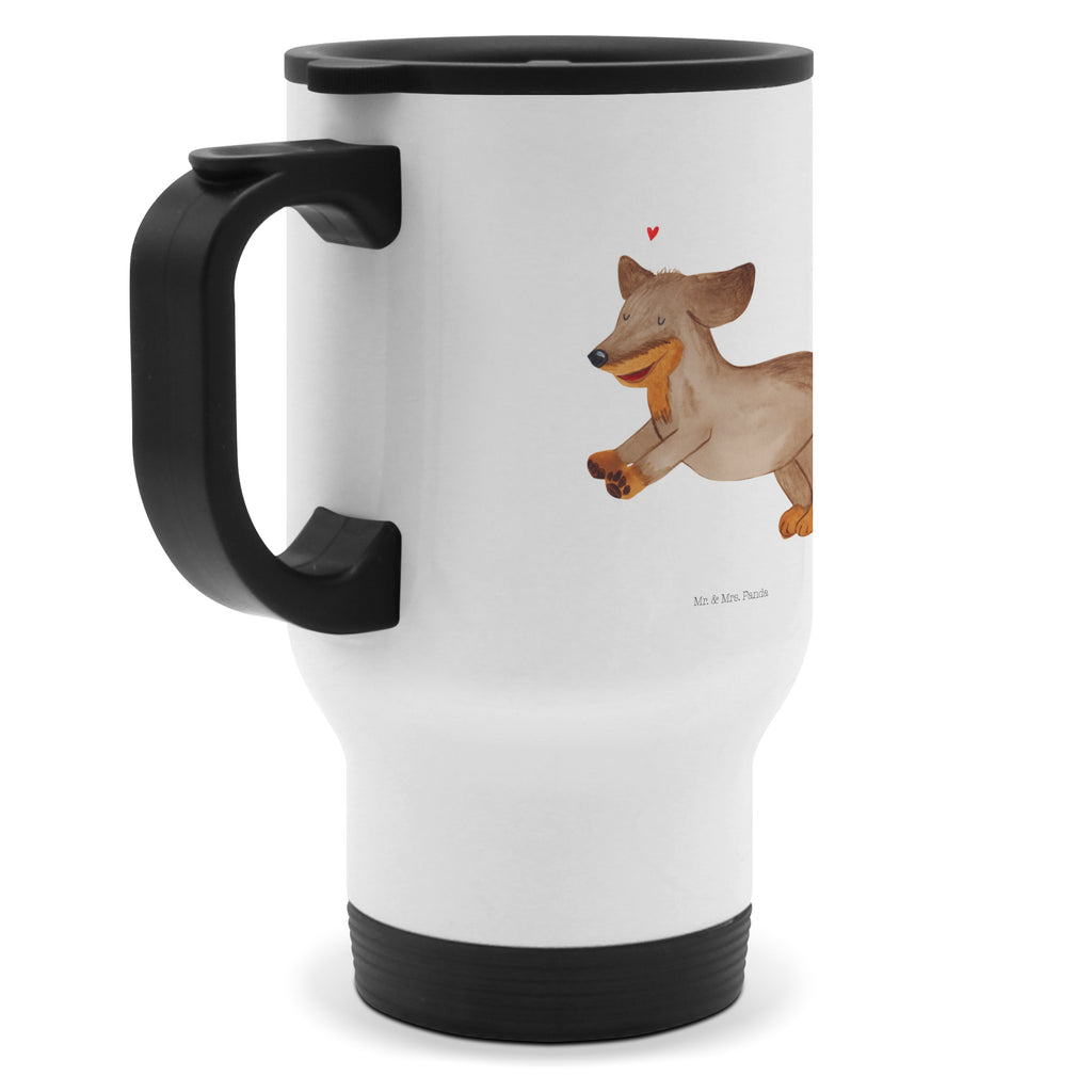 Thermobecher Hund Dackel fröhlich Thermobecher, To Go Becher, Thermotasse, Kaffeebecher, Isolierbecher, Thermobecher To Go, Warmhaltetasse, Edelstahlbecher, Reisebecher, Tasse mit Deckel, Thermobecher für 400 ml, Kaffeetasse zum Mitnehmen, Tasse zum Mitnehmen, Spülmaschinenfest, Hund, Hundemotiv, Haustier, Hunderasse, Tierliebhaber, Hundebesitzer, Sprüche, Hunde, Dackel, Dachshund, happy dog