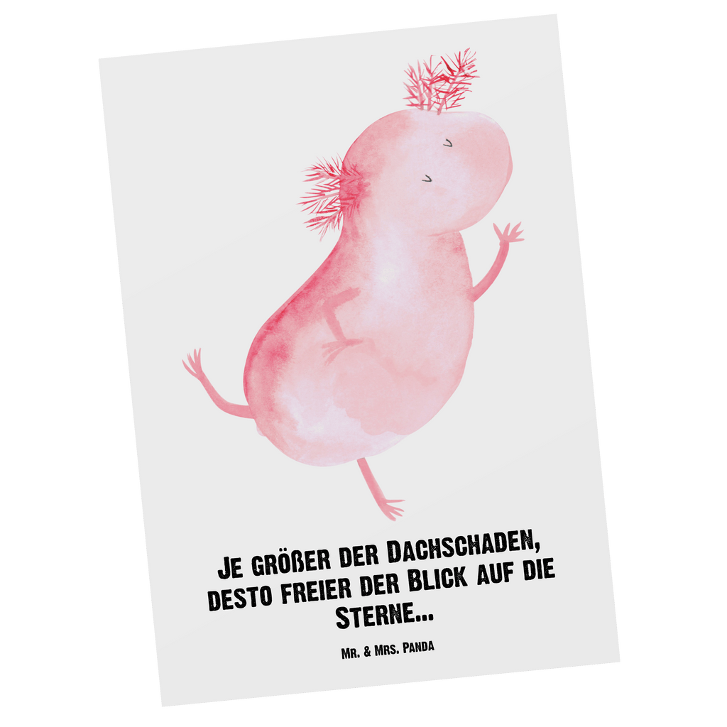 Personalisierte Postkarte Axolotl tanzt Postkarte mit Namen, Postkarte bedrucken, Postkarte mit Wunschtext, Postkarte personalisierbar, Geschenkkarte mit Namen, Grußkarte mit Namen, Karte mit Namen, Einladung mit Namen, Ansichtskarte mit Namen, Geschenkkarte mit Wunschtext, Grußkarte mit Wunschtext, Karte mit Wunschtext, Einladung mit Wunschtext, Ansichtskarte mit Wunschtext, Axolotl, Molch, Axolot, Schwanzlurch, Lurch, Lurche, Dachschaden, Sterne, verrückt, Freundin, beste Freundin