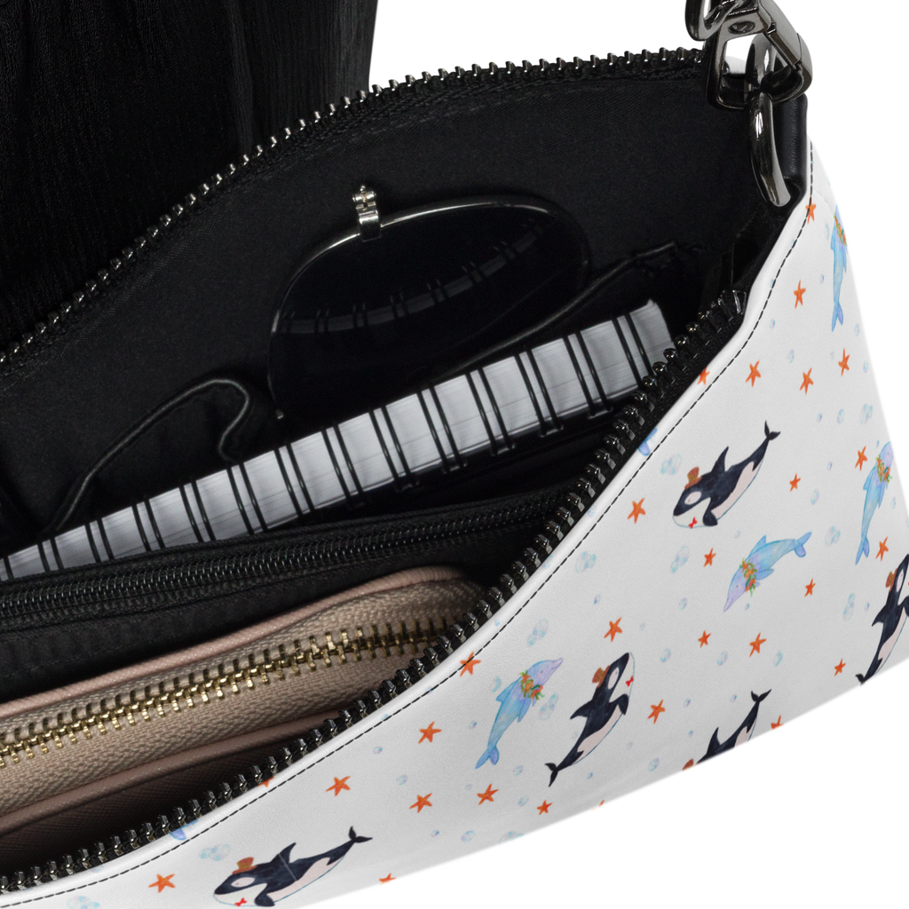 Handtasche Orca Zylinder Muster Handtasche, Umhängetasche, Henkeltasche, Taschen, Damentasche, Handtaschen Damen, Handtasche Damen, Umhängetasche Damen, Shopper Tasche, Kleine Umhängetasche, Abendtasche, Damen Umhängetasche, Kleine Handtasche Damen, Meerestiere, Meer, Urlaub, Narwal, Glitter, Konfetti, Glitzer, Geburtstag, Feier, Fete, Fest, Glückwunsch, Orca