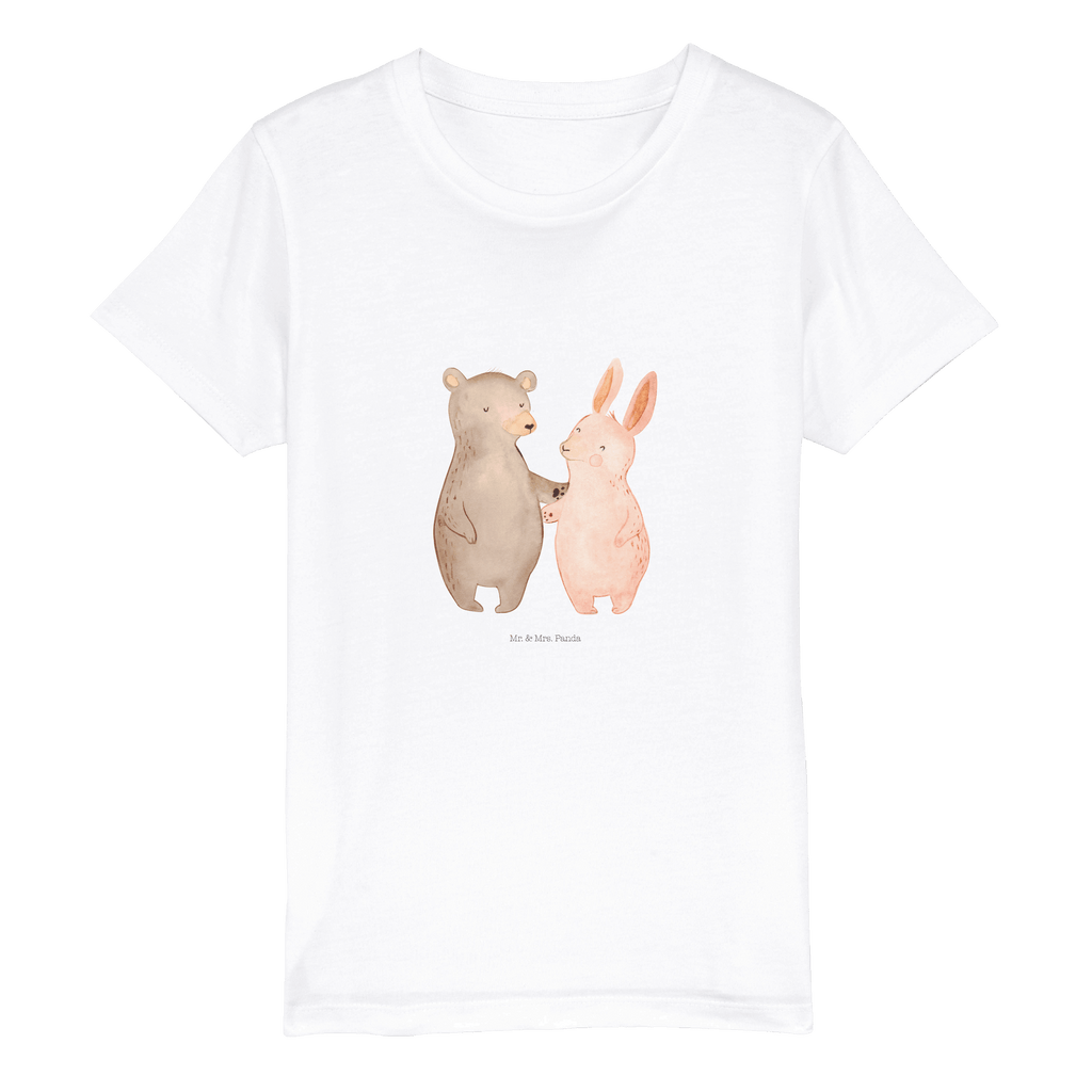 Organic Kinder T-Shirt Bär und Hase Umarmen Kinder T-Shirt, Kinder T-Shirt Mädchen, Kinder T-Shirt Jungen, Liebe, Partner, Freund, Freundin, Ehemann, Ehefrau, Heiraten, Verlobung, Heiratsantrag, Liebesgeschenk, Jahrestag, Hocheitstag, Freunde, bester Freund, Hase, Bär, Bärchen, best friends