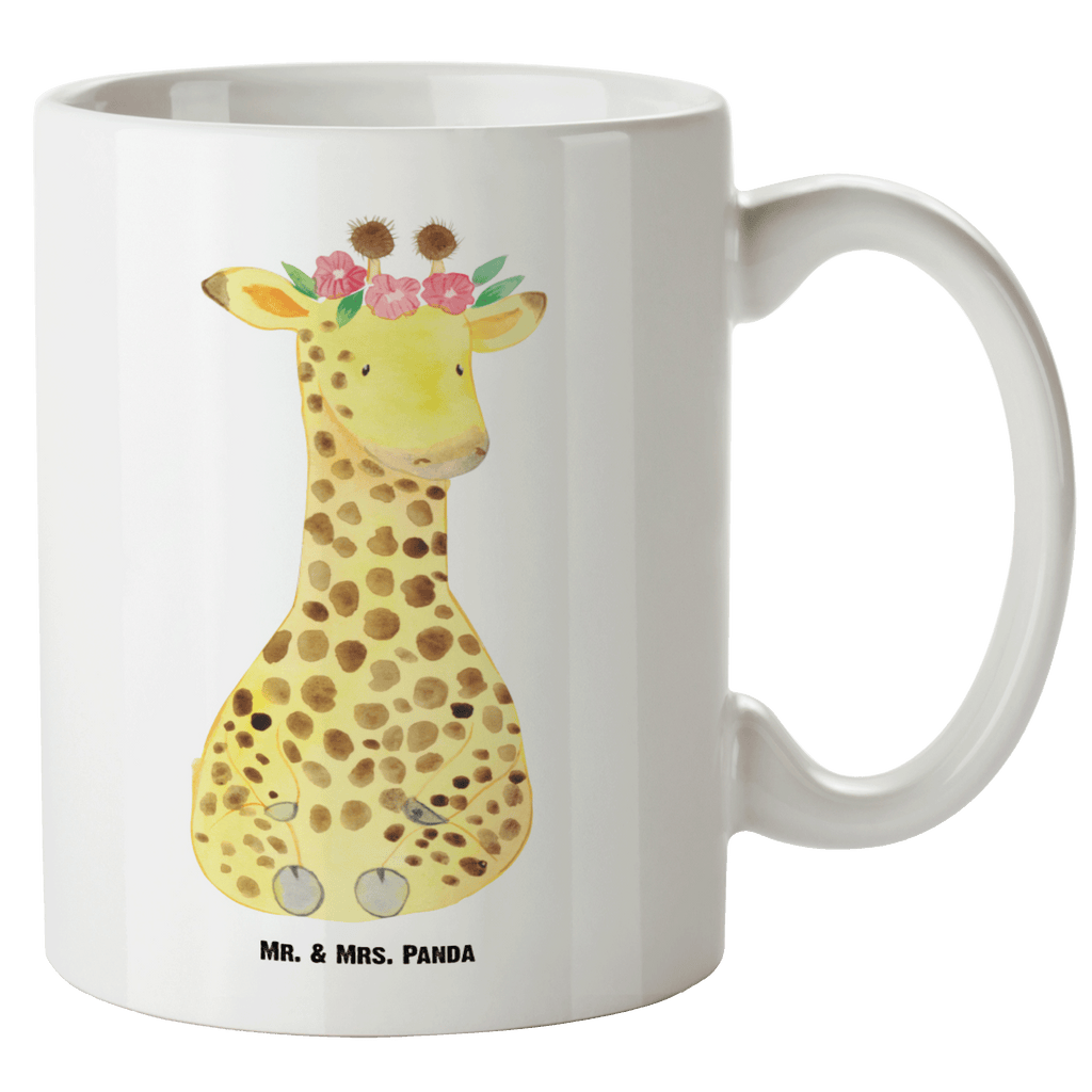 XL Tasse Giraffe Blumenkranz XL Tasse, Große Tasse, Grosse Kaffeetasse, XL Becher, XL Teetasse, spülmaschinenfest, Jumbo Tasse, Groß, Afrika, Wildtiere, Giraffe, Blumenkranz, Abenteurer, Selbstliebe, Freundin