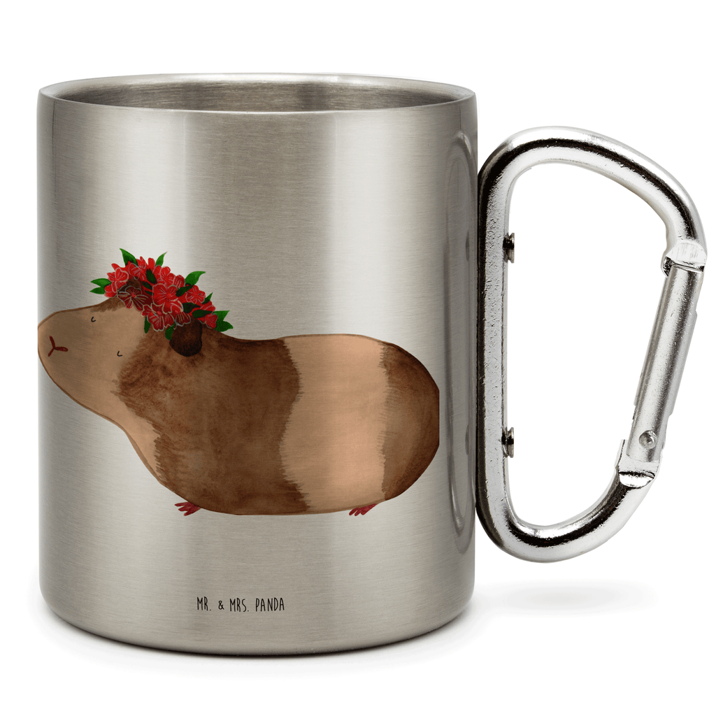 Edelstahlbecher Meerschweinchen weise Edelstahltasse, Karabiner, Edelstahlbecher, Outdoor, Camping, Tasse, Becher, Tiermotive, Gute Laune, lustige Sprüche, Tiere, Meerschweinchen, Meerie, Meeries, Wunder, Blumenkind, Realität, Spruch, Weisheit, Motivation, Wunderland