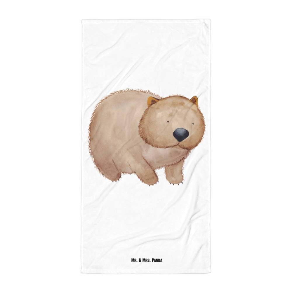 XL Badehandtuch Wombat Handtuch, Badetuch, Duschtuch, Strandtuch, Saunatuch, Tiermotive, Gute Laune, lustige Sprüche, Tiere, Wombat, Das Leben ist schön, Motivation, Spruch, Australien