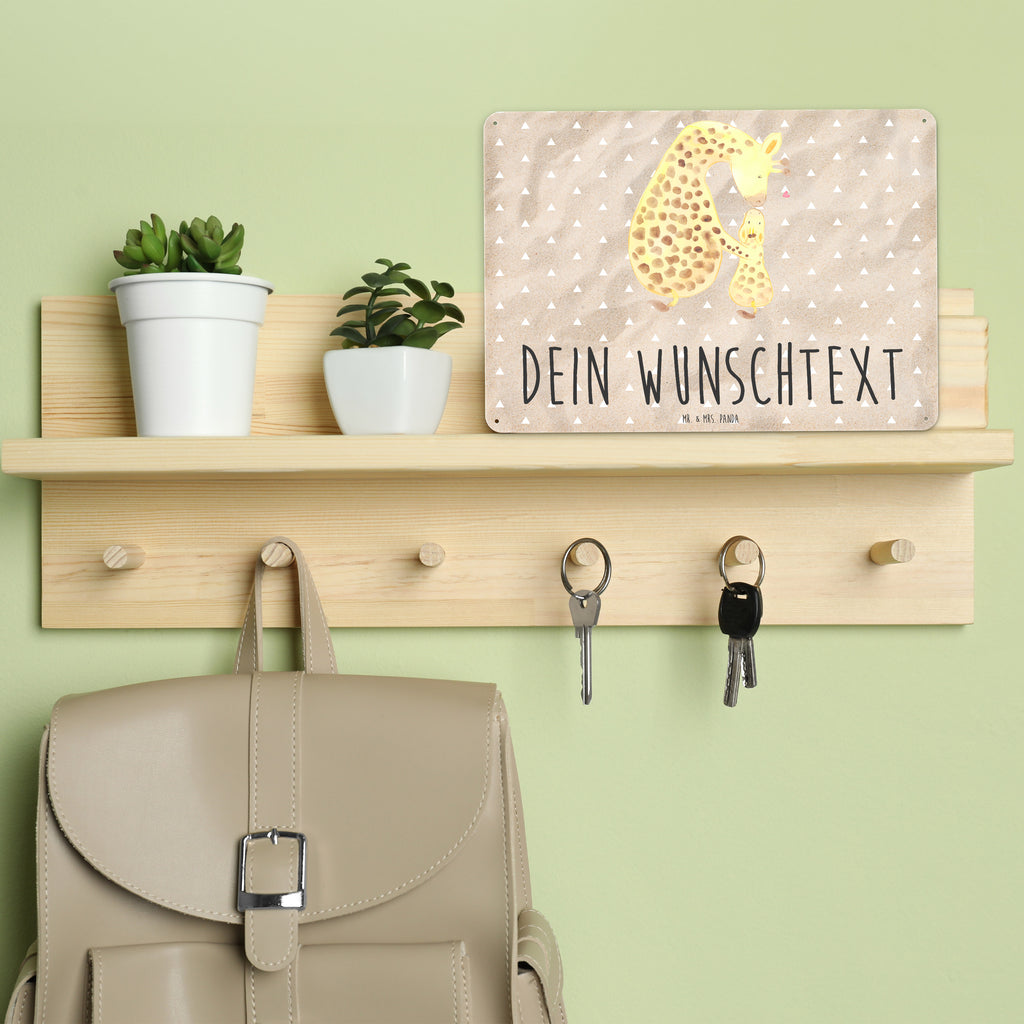 Personalisiertes Blechschild Giraffe Kind Blechschild, Metallschild, Geschenk Schild, Schild, Magnet-Metall-Schild, Deko Schild, Wandschild, Wand-Dekoration, Türschild, Afrika, Wildtiere, Giraffe, Kind, Mutter, Mama, Tochter, Sohn, Lieblingsmensch