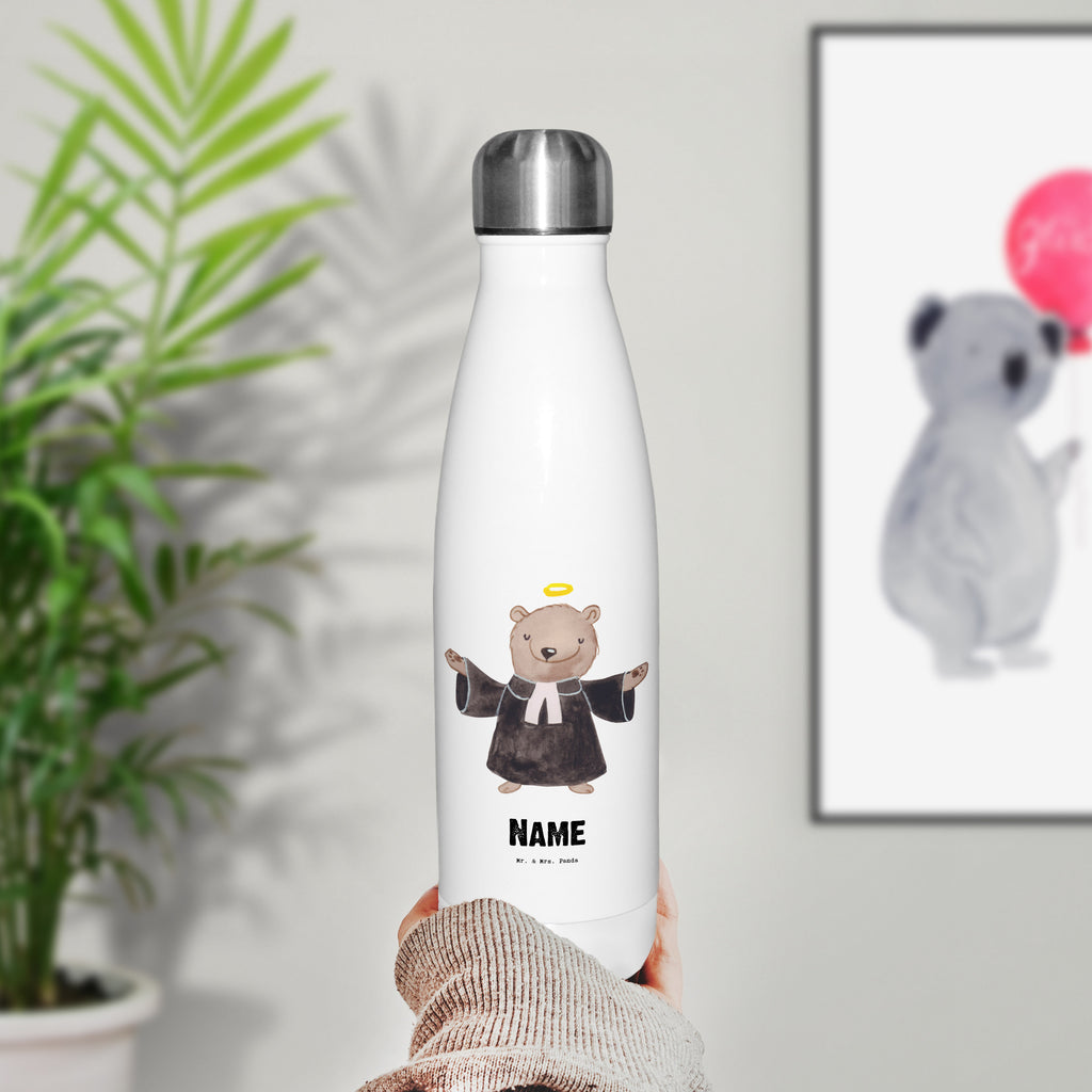 Personalisierte Thermosflasche Pfarrer mit Herz Personalisierte Isolierflasche, Personalisierte Thermoflasche, Personalisierte Trinkflasche, Trinkflasche Mit Namen, Wunschname, Bedrucken, Namensflasche, Beruf, Ausbildung, Jubiläum, Abschied, Rente, Kollege, Kollegin, Geschenk, Schenken, Arbeitskollege, Mitarbeiter, Firma, Danke, Dankeschön, Pastor, Diener Gottes<br />Geistlicher, Pfarrer, Prediger<br />Priester, Theologe, Kirche