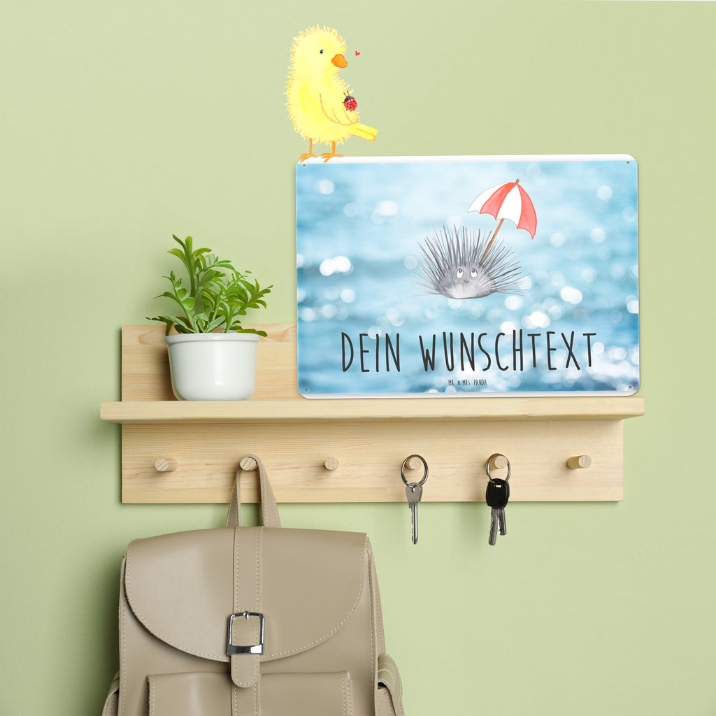 Personalisiertes Blechschild Seeigel Blechschild, Metallschild, Geschenk Schild, Schild, Magnet-Metall-Schild, Deko Schild, Wandschild, Wand-Dekoration, Türschild, Meerestiere, Meer, Urlaub, Seeigel, Achtsamkeit, Selbstakzeptanz, Selbstliebe, Hier und Jetzt, Leben, Lebe