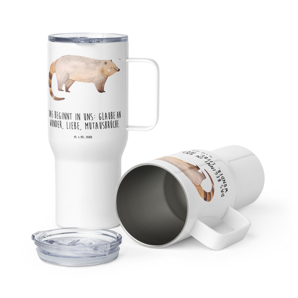 XXL Thermobecher Nasenbär Thermobecher, XL Thermobecher, Reisebecher, XL Reisetasse, Großer Thermobecher, Autobecher, Jumbo Becher, Tiermotive, Gute Laune, lustige Sprüche, Tiere, Nasenbär, Nasenbären, Rüsselbär, Bär