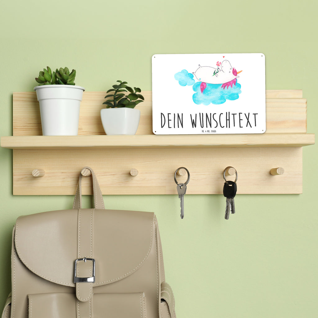 Personalisiertes Blechschild Einhorn Verliebt Blechschild, Metallschild, Geschenk Schild, Schild, Magnet-Metall-Schild, Deko Schild, Wandschild, Wand-Dekoration, Türschild, Einhorn, Einhörner, Einhorn Deko, Pegasus, Unicorn, verliebt, Liebe, Liebesbeweis, Freundin, Wolke