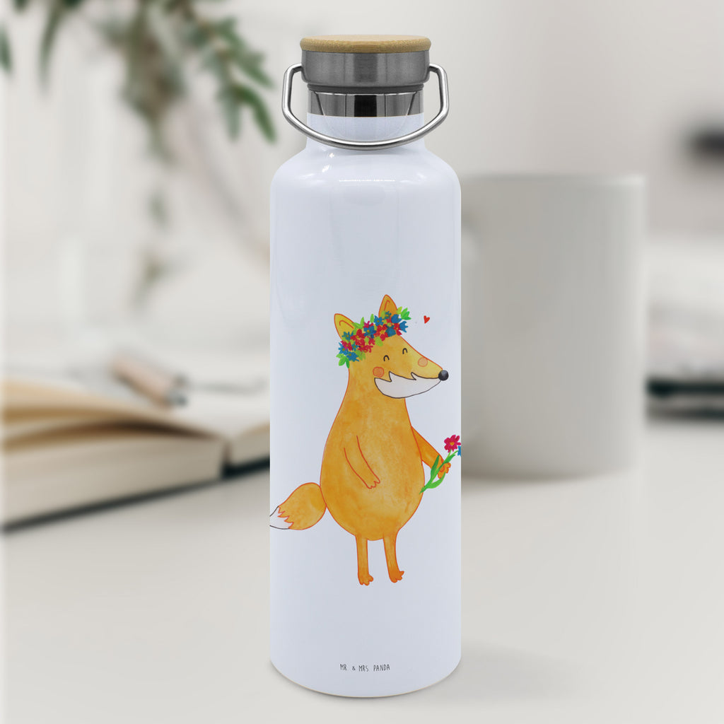 Trinkflasche Fuchs Blumen Thermosflasche, Isolierflasche, Edelstahl, Trinkflasche, isoliert, Wamrhaltefunktion, Sportflasche, Flasche zum Sport, Sportlerflasche, Fuchs, Füchse, Fox, Liebe, Freundin, Fuchsmädchen, Blumenmädchen, Freundinnen, Liebesbeweis, Blume, Blumen, Motivation, Freude, ich, mich, Selbstliebe