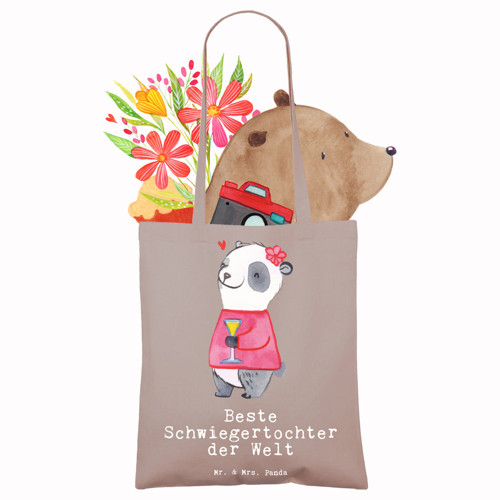 Tragetasche Panda Beste Schwiegertochter der Welt Beuteltasche, Beutel, Einkaufstasche, Jutebeutel, Stoffbeutel, Tasche, Shopper, Umhängetasche, Strandtasche, Schultertasche, Stofftasche, Tragetasche, Badetasche, Jutetasche, Einkaufstüte, Laptoptasche, für, Dankeschön, Geschenk, Schenken, Geburtstag, Geburtstagsgeschenk, Geschenkidee, Danke, Bedanken, Mitbringsel, Freude machen, Geschenktipp, Schwiegertochter, Tochter, Ehefrau des Sohns, Frau, angeheiratet, Hochzeit