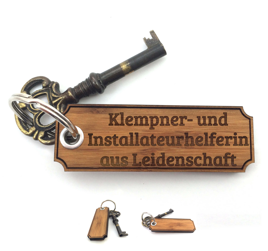 Schlüsselanhänger Classic Gravur Klempner- und Installateurhelferin Schlüsselanhänger, Anhänger, Taschenanhänger, Glücksbringer, Schlüsselbund, Schlüsselanhänger Holz, Schlüsselanhänger aus Holz, Holz Schlüsselanhänger, Holzschlüsselanhänger, Geschenke, Schenken, Gravur