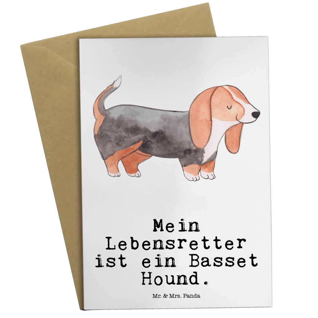 Grußkarte Basset Hound Lebensretter Grußkarte, Klappkarte, Einladungskarte, Glückwunschkarte, Hochzeitskarte, Geburtstagskarte, Karte, Ansichtskarten, Hund, Hunderasse, Rassehund, Hundebesitzer, Geschenk, Tierfreund, Schenken, Welpe, Basset Hound, Basset