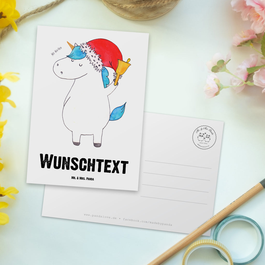 Personalisierte Postkarte Einhorn Weihnachtsmann Postkarte mit Namen, Postkarte bedrucken, Postkarte mit Wunschtext, Postkarte personalisierbar, Geschenkkarte mit Namen, Grußkarte mit Namen, Karte mit Namen, Einladung mit Namen, Ansichtskarte mit Namen, Geschenkkarte mit Wunschtext, Grußkarte mit Wunschtext, Karte mit Wunschtext, Einladung mit Wunschtext, Ansichtskarte mit Wunschtext, Einhorn, Einhörner, Einhorn Deko, Pegasus, Unicorn, Gin, Schokolade, Schoki, Weihnachten, Weihnachtsmann, Nikolaus, Wunschzettel, Wunschliste, Feenstaub