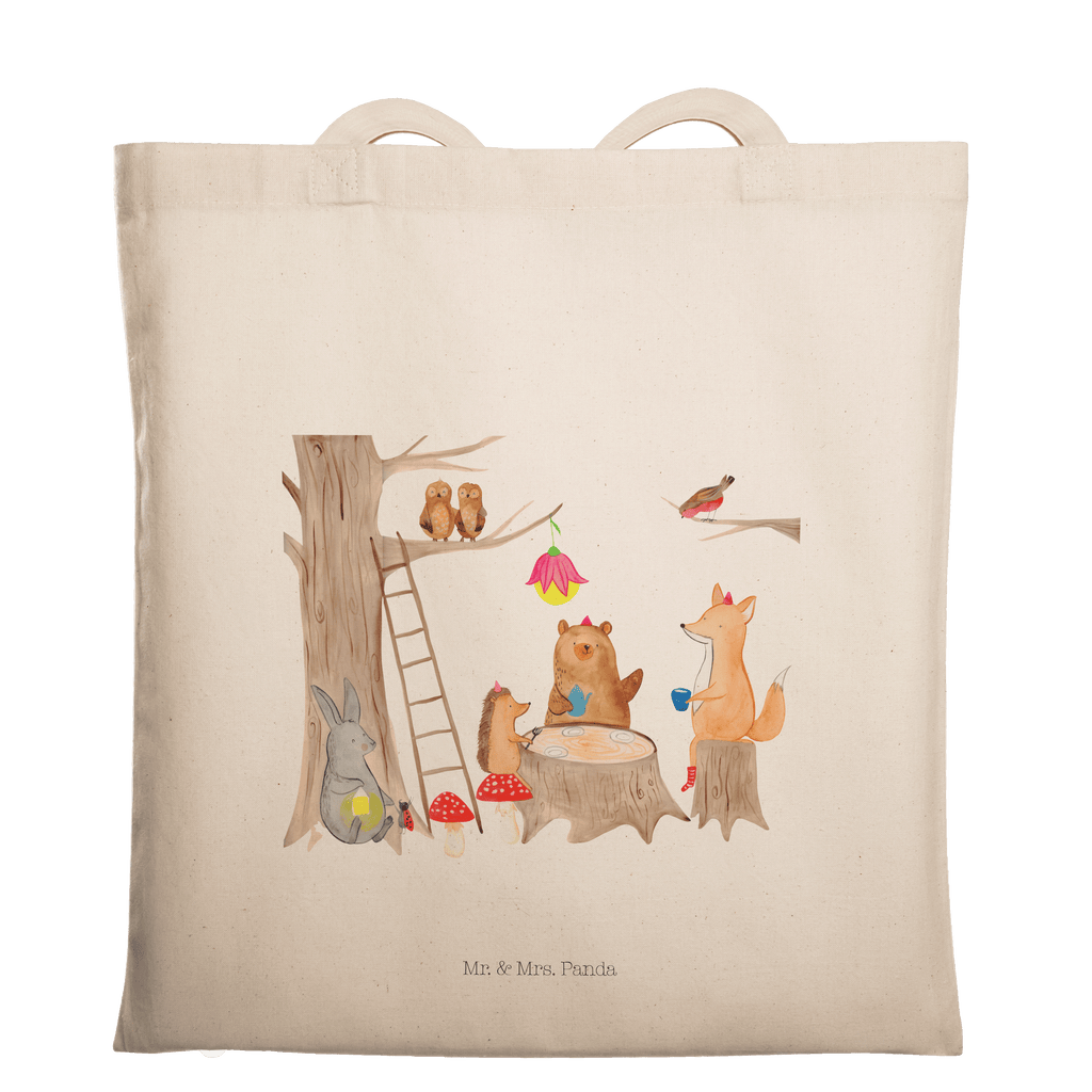 Tragetasche Waldtiere Picknick Beuteltasche, Beutel, Einkaufstasche, Jutebeutel, Stoffbeutel, Tiermotive, Gute Laune, lustige Sprüche, Tiere, Waldtiere, Picknick, Wald, Fuchs, Hase, Igel, Maus, Eichhörnchen