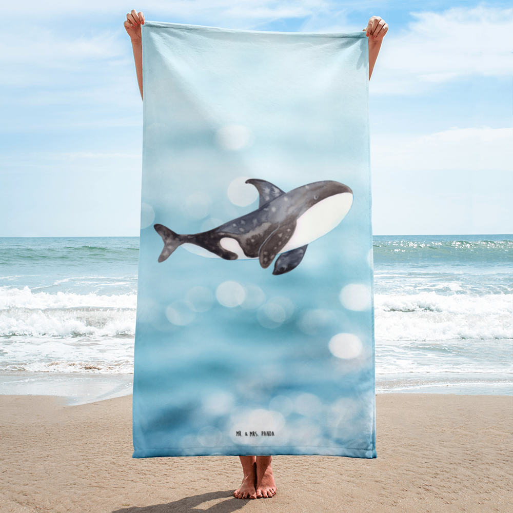 XL Badehandtuch Orca Handtuch, Badetuch, Duschtuch, Strandtuch, Saunatuch, Meerestiere, Meer, Urlaub, Orca, Orcas, Killerwal, Wal, Möglichkeiten, Büro, Arbeit, Motivation, Selbstliebe, Neustart, Startup