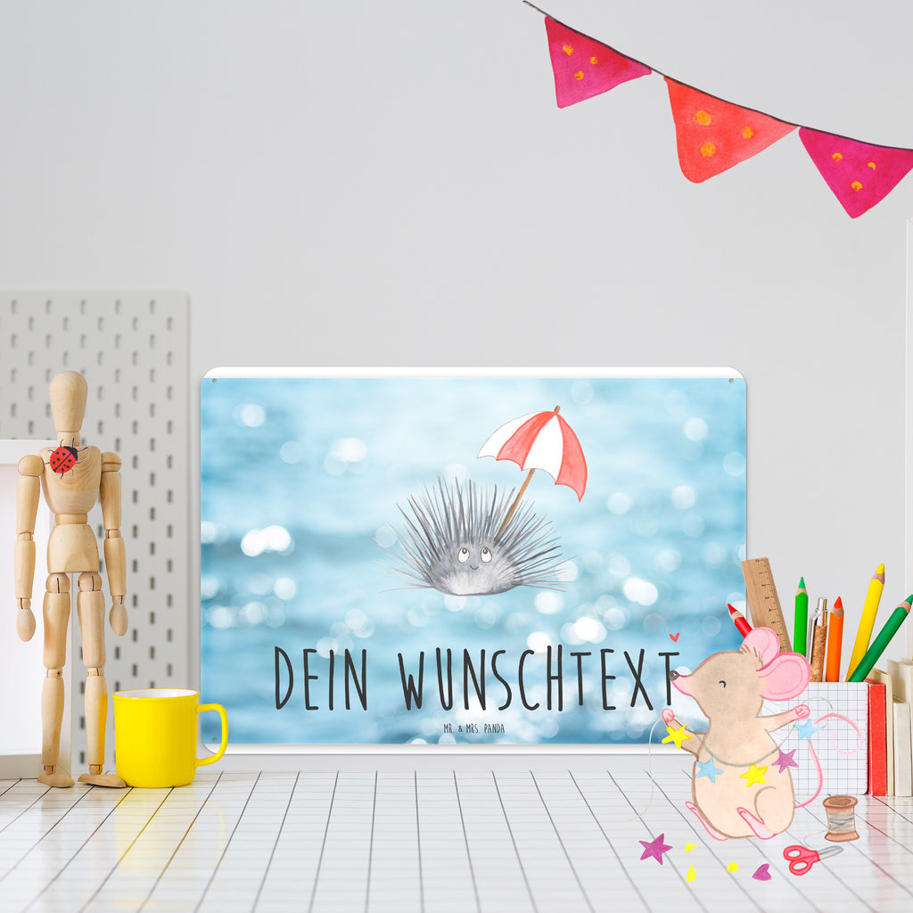 Personalisiertes Blechschild Seeigel Blechschild, Metallschild, Geschenk Schild, Schild, Magnet-Metall-Schild, Deko Schild, Wandschild, Wand-Dekoration, Türschild, Meerestiere, Meer, Urlaub, Seeigel, Achtsamkeit, Selbstakzeptanz, Selbstliebe, Hier und Jetzt, Leben, Lebe