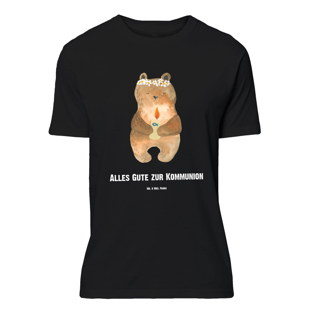 Personalisiertes T-Shirt Bär Kommunion T-Shirt Personalisiert, T-Shirt mit Namen, T-Shirt mit Aufruck, Männer, Frauen, Wunschtext, Bedrucken, Bär, Teddy, Teddybär, Kommunion, Gottes Segen, Taufkerze, katholisch