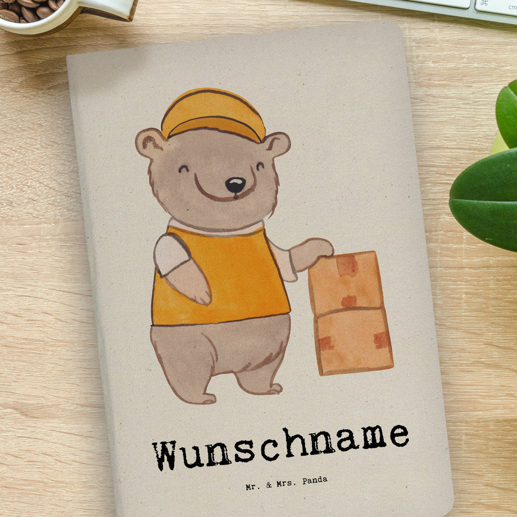 DIN A4 Personalisiertes Notizbuch Paketzusteller mit Herz Personalisiertes Notizbuch, Notizbuch mit Namen, Notizbuch bedrucken, Personalisierung, Namensbuch, Namen, Beruf, Ausbildung, Jubiläum, Abschied, Rente, Kollege, Kollegin, Geschenk, Schenken, Arbeitskollege, Mitarbeiter, Firma, Danke, Dankeschön