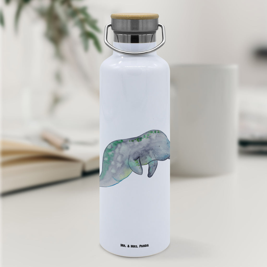 Trinkflasche Seekuh Chillen Thermosflasche, Isolierflasche, Edelstahl, Trinkflasche, isoliert, Wamrhaltefunktion, Sportflasche, Flasche zum Sport, Sportlerflasche, Meerestiere, Meer, Urlaub, Seekuh, Seekühe, Diät, Abnehmen, Zucker, Diätwahn, Essen, Süßigkeiten