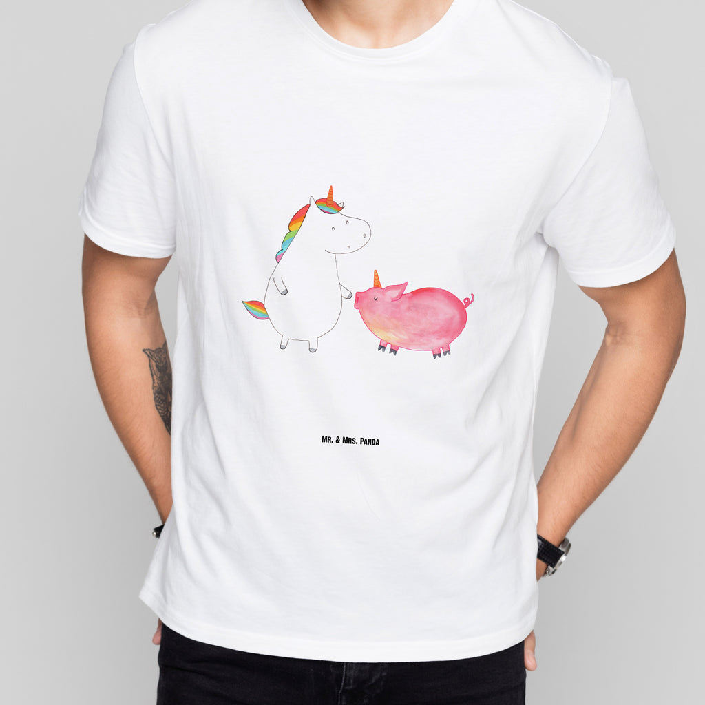 T-Shirt Standard Einhorn + Schweinhorn T-Shirt, Shirt, Tshirt, Lustiges T-Shirt, T-Shirt mit Spruch, Party, Junggesellenabschied, Jubiläum, Geburstag, Herrn, Damen, Männer, Frauen, Schlafshirt, Nachthemd, Sprüche, Einhorn, Einhörner, Einhorn Deko, Pegasus, Unicorn, Freundschaft, Schweinhorn, Schwein, Freundin, Schweinchen