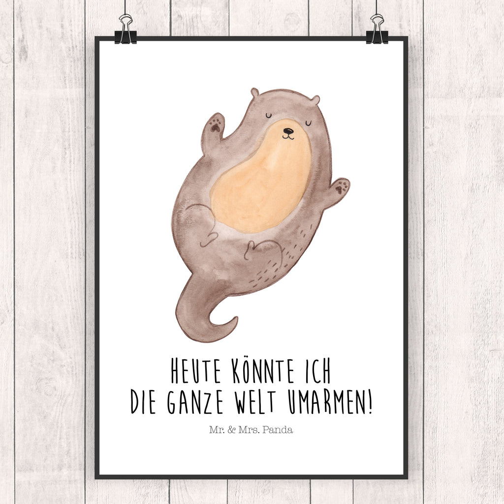 Poster Otter Umarmen Poster, Wandposter, Bild, Wanddeko, Küchenposter, Kinderposter, Wanddeko Bild, Raumdekoration, Wanddekoration, Handgemaltes Poster, Mr. & Mrs. Panda Poster, Designposter, Kunstdruck, Posterdruck, Otter, Fischotter, Seeotter, Otter Seeotter See Otter