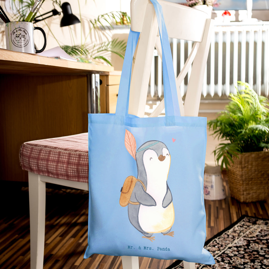 Tragetasche Pinguin Ausflug Beuteltasche, Beutel, Einkaufstasche, Jutebeutel, Stoffbeutel, Tasche, Shopper, Umhängetasche, Strandtasche, Schultertasche, Stofftasche, Tragetasche, Badetasche, Jutetasche, Einkaufstüte, Laptoptasche, Geschenk, Sport, Sportart, Hobby, Schenken, Danke, Dankeschön, Auszeichnung, Gewinn, Sportler, Ausflüge machen, reisen, Ausflug, Ausflugsziele