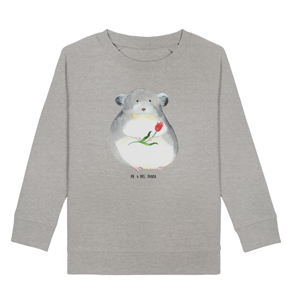 Organic Kinder Pullover Chinchilla mit Blume Kinder Pullover, Kinder Sweatshirt, Jungen, Mädchen, Tiermotive, Gute Laune, lustige Sprüche, Tiere, Chinchilla, Chinchillas, Liebeskummer, Kummer, Depressionen, traurig sein, Chaos, Glücklichsein, Büro, Büroalltag