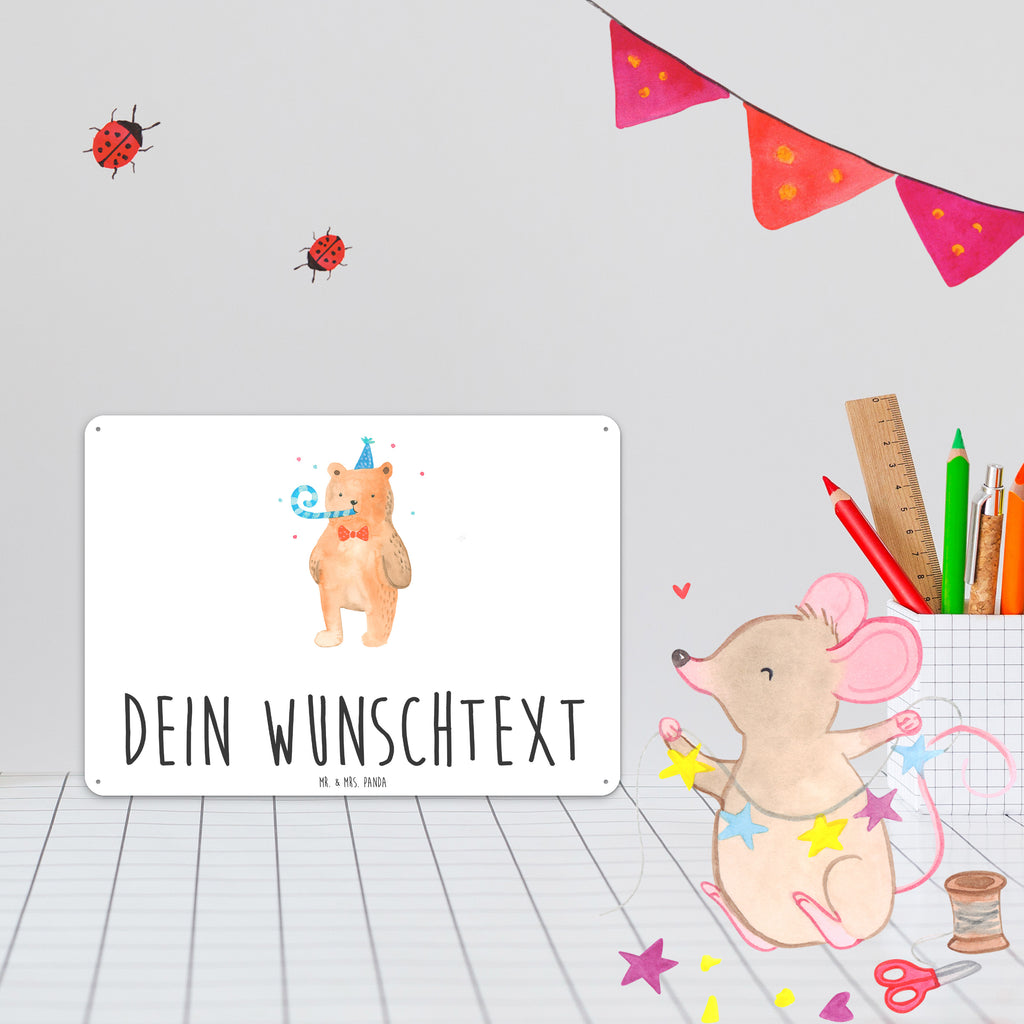 Personalisiertes Blechschild Bär Geburtstag Blechschild, Metallschild, Geschenk Schild, Schild, Magnet-Metall-Schild, Deko Schild, Wandschild, Wand-Dekoration, Türschild, Bär, Teddy, Teddybär, Happy Birthday, Alles Gute, Glückwunsch, Geburtstag