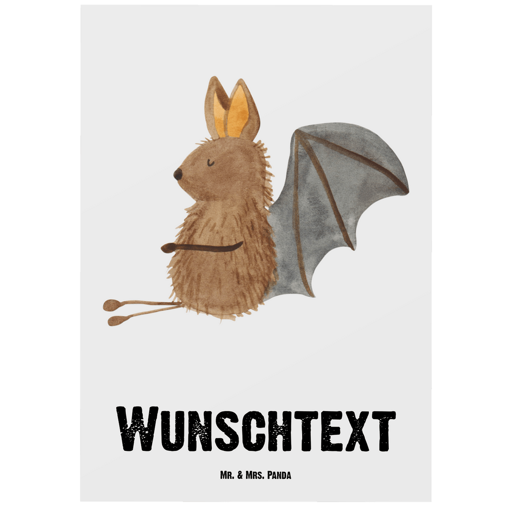 Personalisierte Postkarte Fledermaus sitzend Postkarte mit Namen, Postkarte bedrucken, Postkarte mit Wunschtext, Postkarte personalisierbar, Geschenkkarte mit Namen, Grußkarte mit Namen, Karte mit Namen, Einladung mit Namen, Ansichtskarte mit Namen, Geschenkkarte mit Wunschtext, Grußkarte mit Wunschtext, Karte mit Wunschtext, Einladung mit Wunschtext, Ansichtskarte mit Wunschtext, Tiermotive, Gute Laune, lustige Sprüche, Tiere, Fledermaus, Fledermäuse, Motivation, entspannen