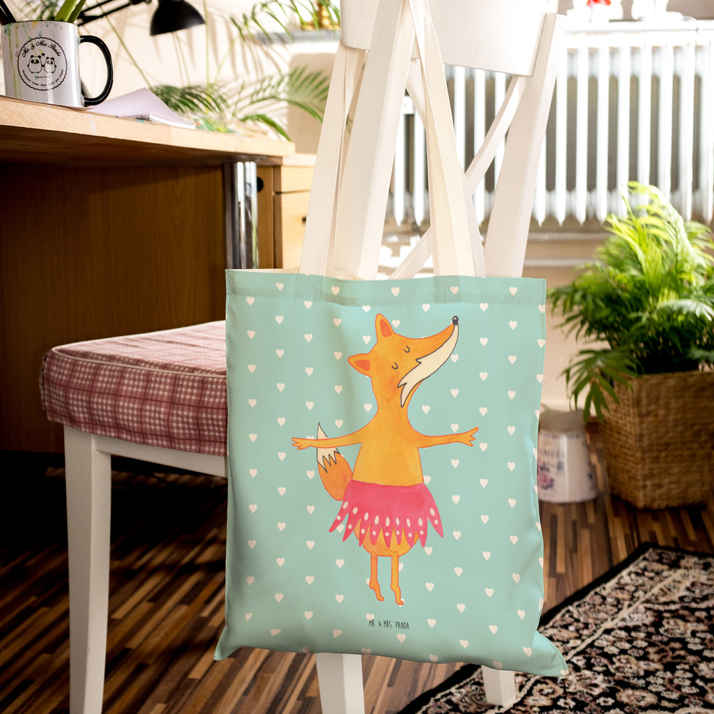 Einkaufstasche Fuchs Ballerina Tragetasche, Tasche, Beutel, Stofftasche, Baumwolltasche, Umhängetasche, Shopper, Einkaufstasche, Beuteltasche, Fuchs, Fuchs Spruch, Füchse, Füchsin, Ballerina, Ballett, Tänzerin, Tanzen, Party, Einladung, Geburtstag