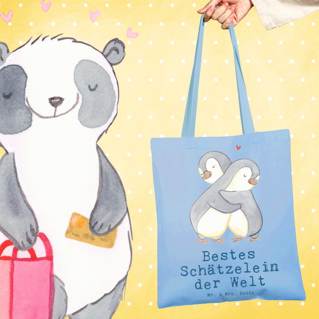 Tragetasche Pinguin Bestes Schätzelein der Welt Beuteltasche, Beutel, Einkaufstasche, Jutebeutel, Stoffbeutel, Tasche, Shopper, Umhängetasche, Strandtasche, Schultertasche, Stofftasche, Tragetasche, Badetasche, Jutetasche, Einkaufstüte, Laptoptasche, für, Dankeschön, Geschenk, Schenken, Geburtstag, Geburtstagsgeschenk, Geschenkidee, Danke, Bedanken, Mitbringsel, Freude machen, Geschenktipp, Schätzelein, Schätzchen, Schatz, Schatzi, Ehemann, Ehefrau, Freundin, Freund, Frau, Mann, Kosename, Hochzeitstag