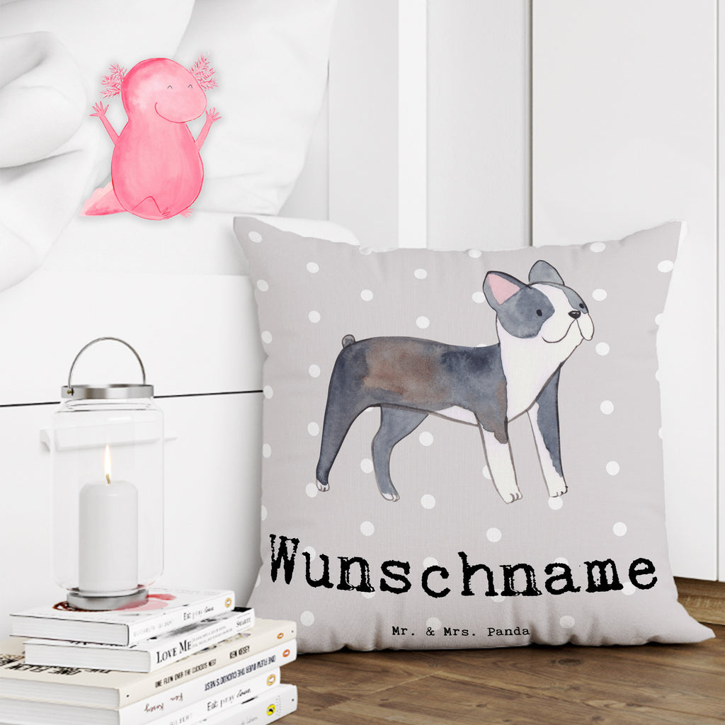 Personalisiertes Kissen Boston Terrier Lebensretter Kissen, personalisiert, Name, Wunschname, bedrucken, Kopfkissen, Hund, Hunderasse, Rassehund, Hundebesitzer, Geschenk, Tierfreund, Schenken, Welpe, Boston Terrier