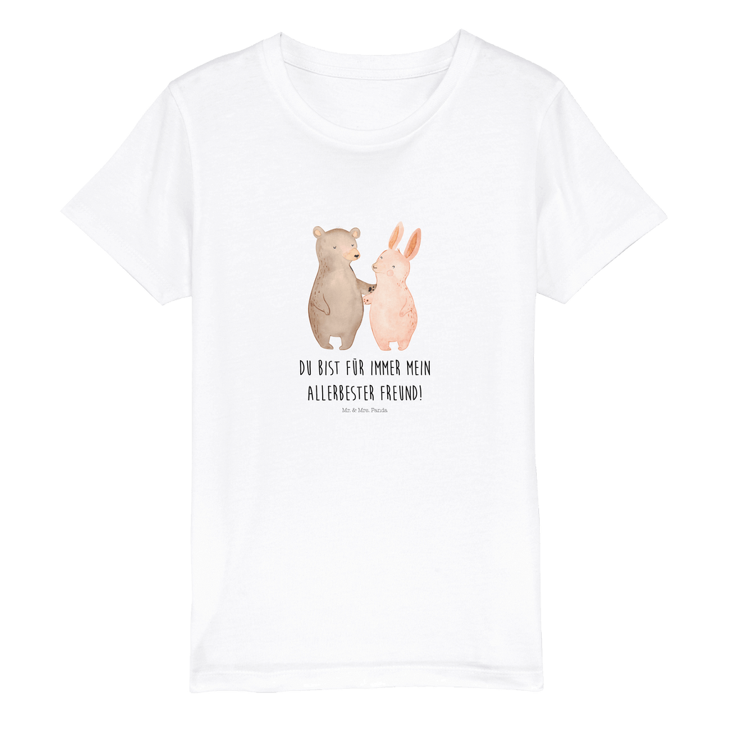 Organic Kinder T-Shirt Bär und Hase Umarmen Kinder T-Shirt, Kinder T-Shirt Mädchen, Kinder T-Shirt Jungen, Liebe, Partner, Freund, Freundin, Ehemann, Ehefrau, Heiraten, Verlobung, Heiratsantrag, Liebesgeschenk, Jahrestag, Hocheitstag, Freunde, bester Freund, Hase, Bär, Bärchen, best friends