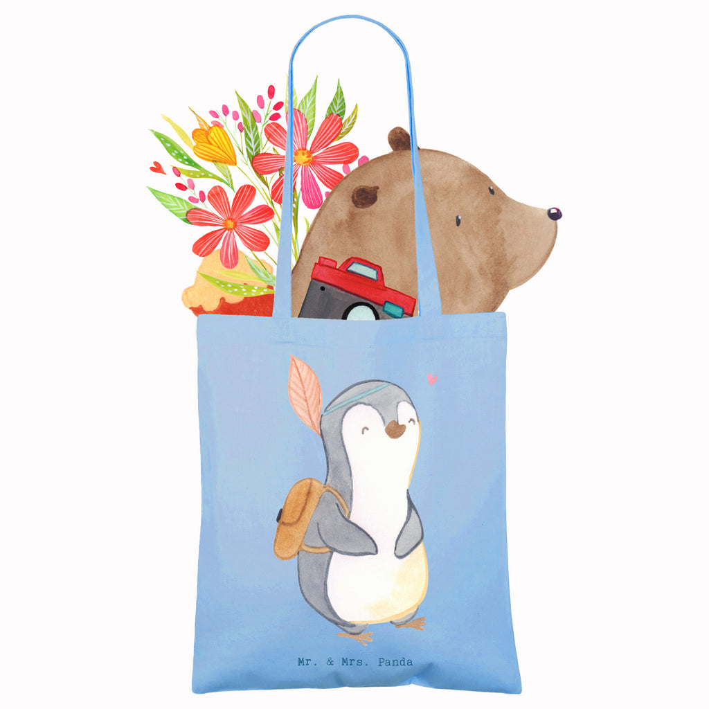 Tragetasche Pinguin Ausflug Beuteltasche, Beutel, Einkaufstasche, Jutebeutel, Stoffbeutel, Tasche, Shopper, Umhängetasche, Strandtasche, Schultertasche, Stofftasche, Tragetasche, Badetasche, Jutetasche, Einkaufstüte, Laptoptasche, Geschenk, Sport, Sportart, Hobby, Schenken, Danke, Dankeschön, Auszeichnung, Gewinn, Sportler, Ausflüge machen, reisen, Ausflug, Ausflugsziele