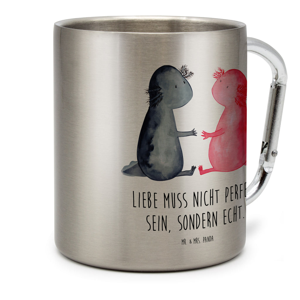 Edelstahlbecher Axolotl Liebe Edelstahltasse, Karabiner, Edelstahlbecher, Outdoor, Camping, Tasse, Becher, Axolotl, Molch, Axolot, Schwanzlurch, Lurch, Lurche, Liebe, große Liebe, Liebesbeweis, Freund, Verlobter, Ehemann, Jahrestag, Valentinstag