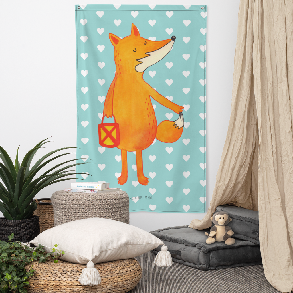 Wandteppich Fuchs Laterne Wandbehang, Dekoration, Boho, Wandteppich, Wandtuch, Wanddeko, Tapisserie, Tapestry, Wandbild, Textil-Kunst, Schmuck-Wandbehang, Wand Deko, Kinderzimmer, Kinderzimmer Wand, Kinderzimmer Deko, Kinderzimmer Wanddeko, Fuchs, Füchse, Spruch trösten, Liebeskummer Spruch, Laterne, Sankt Martin, Laternenumzug, Aufmuntern, Cäsar Otto Hugo Flaischlen