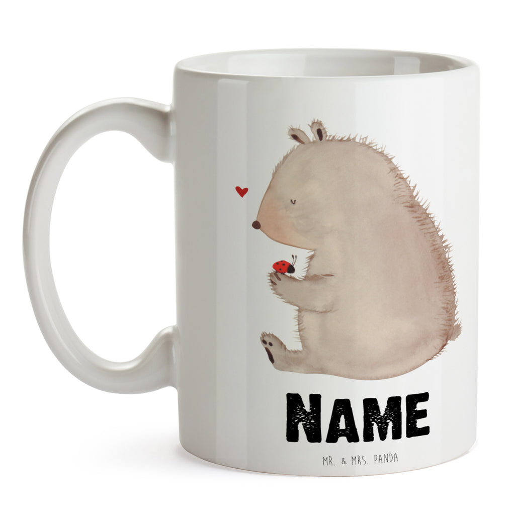 Personalisierte Tasse Bär mit Marienkäfer Personalisierte Tasse, Namenstasse, Wunschname, Personalisiert, Tasse, Namen, Drucken, Tasse mit Namen, Bär, Teddy, Teddybär, Marienkäfer, Liebe, Freiheit, Motivation, Das Leben ist schön