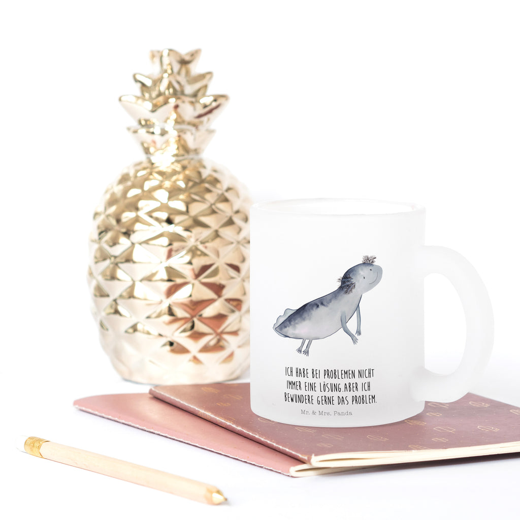 Teetasse Axolotl schwimmt Teetasse, Teeglas, Teebecher, Tasse mit Henkel, Tasse, Glas Teetasse, Teetasse aus Glas, Axolotl, Molch, Axolot, Schwanzlurch, Lurch, Lurche, Problem, Probleme, Lösungen, Motivation