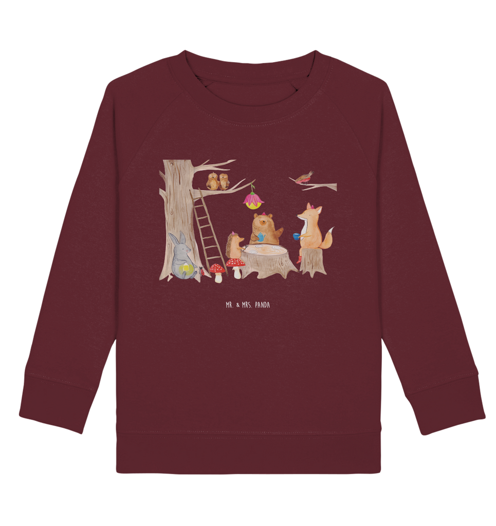 Organic Kinder Pullover Waldtiere Picknick Kinder Pullover, Kinder Sweatshirt, Jungen, Mädchen, Tiermotive, Gute Laune, lustige Sprüche, Tiere, Waldtiere, Picknick, Wald, Fuchs, Hase, Igel, Maus, Eichhörnchen