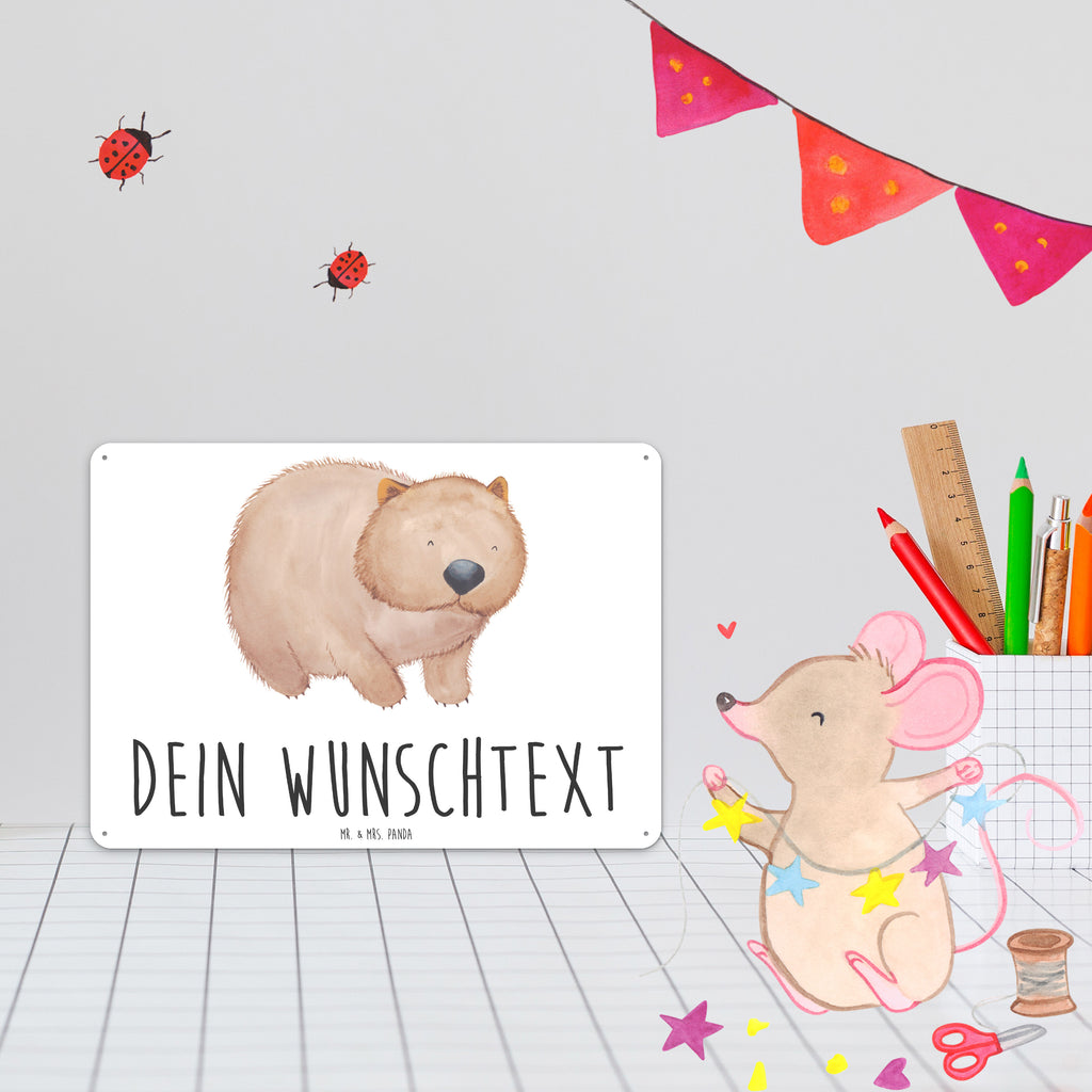 Personalisiertes Blechschild Wombat Blechschild, Metallschild, Geschenk Schild, Schild, Magnet-Metall-Schild, Deko Schild, Wandschild, Wand-Dekoration, Türschild, Tiermotive, Gute Laune, lustige Sprüche, Tiere, Wombat, Das Leben ist schön, Motivation, Spruch, Australien