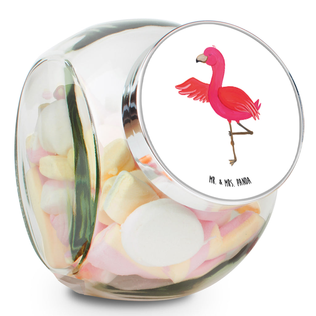 Bonbonglas Flamingo Yoga Vorratsdose, Vorratsbehälter, Süßigkeitenglas, Süßigkeitendose, Kaffeedose, Müslidose, Teedose, Keksbehälter, Keksedose, Glasdose, Glasbälter, Vorratsglas, Küchenbehälter, Aufbewahrungsdose, Aufbewahungsglas, Gewürzdose, Küchenorganizer, Snackdose, Flamingo, Vogel, Yoga, Namaste, Achtsamkeit, Yoga-Übung, Entspannung, Ärger, Aufregen, Tiefenentspannung