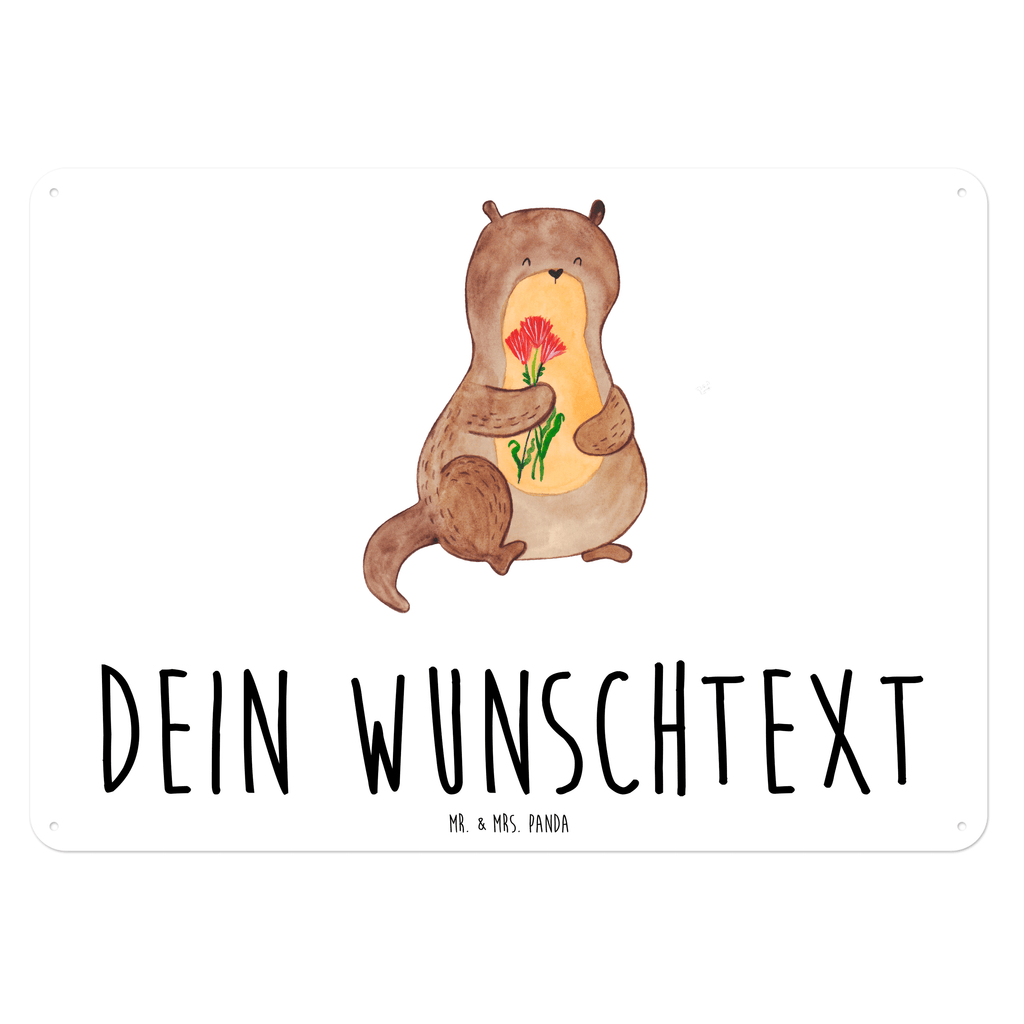 Personalisiertes Blechschild Otter Blumenstrauß Blechschild, Metallschild, Geschenk Schild, Schild, Magnet-Metall-Schild, Deko Schild, Wandschild, Wand-Dekoration, Türschild, Otter, Fischotter, Seeotter, Otter Seeotter See Otter