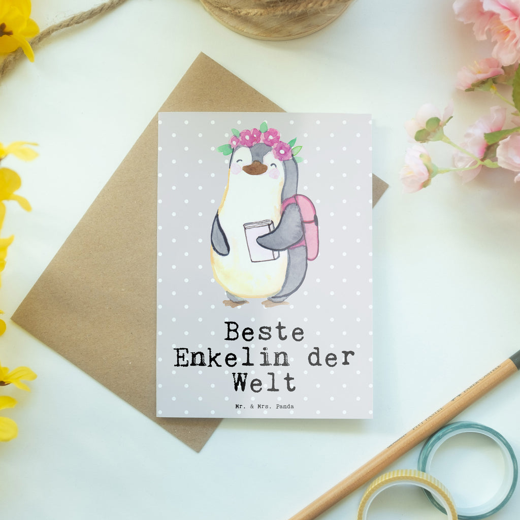 Grußkarte Pinguin Beste Enkelin der Welt Grußkarte, Klappkarte, Einladungskarte, Glückwunschkarte, Hochzeitskarte, Geburtstagskarte, Karte, Ansichtskarten, für, Dankeschön, Geschenk, Schenken, Geburtstag, Geburtstagsgeschenk, Geschenkidee, Danke, Bedanken, Mitbringsel, Freude machen, Geschenktipp, Enkelin, Enkelkind, Enkeltochter, Oma, Opa, Kind von Tochter, Kind von Sohn, Großtochter, Taufe