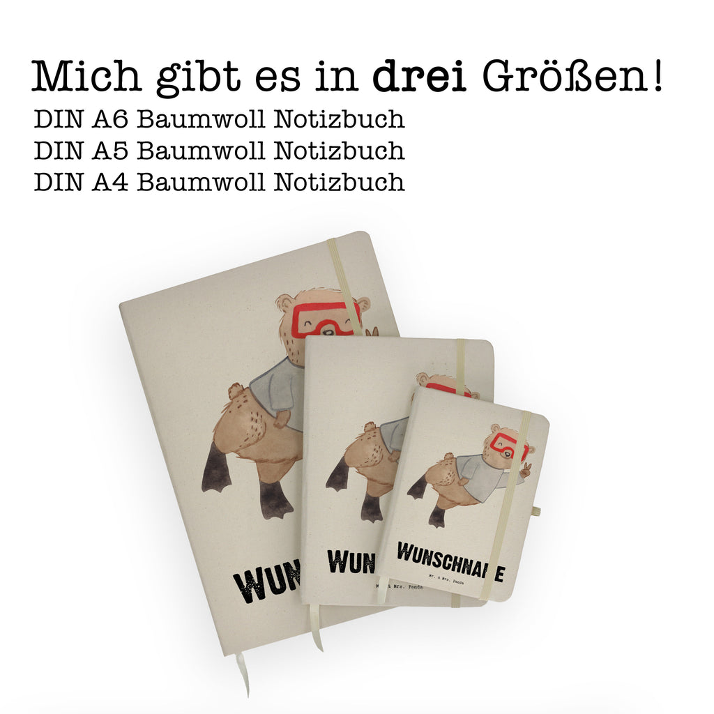 DIN A4 Personalisiertes Notizbuch Bär Tauchen Tage Personalisiertes Notizbuch, Notizbuch mit Namen, Notizbuch bedrucken, Personalisierung, Namensbuch, Namen, Geschenk, Sport, Sportart, Hobby, Schenken, Danke, Dankeschön, Auszeichnung, Gewinn, Sportler, Tauchen, schnorcheln, Tauchgang, Tauchschule, Diving, Dive