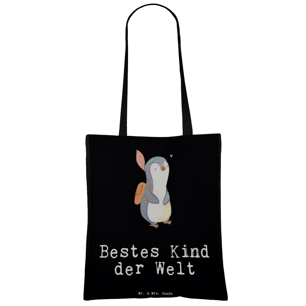 Tragetasche Pinguin Bestes Kind der Welt Beuteltasche, Beutel, Einkaufstasche, Jutebeutel, Stoffbeutel, Tasche, Shopper, Umhängetasche, Strandtasche, Schultertasche, Stofftasche, Tragetasche, Badetasche, Jutetasche, Einkaufstüte, Laptoptasche, für, Dankeschön, Geschenk, Schenken, Geburtstag, Geburtstagsgeschenk, Geschenkidee, Danke, Bedanken, Mitbringsel, Freude machen, Geschenktipp, Kinder, Kind, Kid, Kids, Kiddy, Bestes, Tochter, Sohn, Nachwuchs, Geburt, Liebling, Taufe