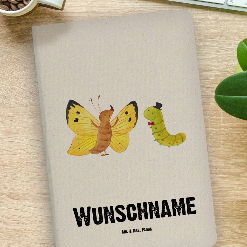 DIN A4 Personalisiertes Notizbuch Raupe & Schmetterling Personalisiertes Notizbuch, Notizbuch mit Namen, Notizbuch bedrucken, Personalisierung, Namensbuch, Namen, Tiermotive, Gute Laune, lustige Sprüche, Tiere, Raupe, Schmetterling, Zitronenfalter, Entwicklung, Erwachsen werden, Kokon, Hut, Hütchen, Schönheit, Aufwachsen